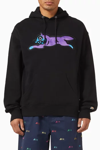 Satin Running Dog Popover Hoodie in Cotton