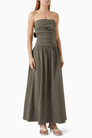 Gathered Tie-back Dress in Cotton Blend