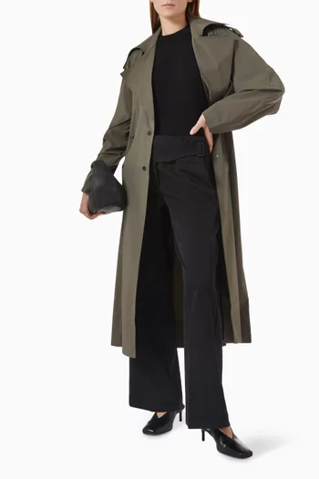 بنطال بحزام خصر عريض صوف معتمد وفقًا لمعيار الصوف المسؤول