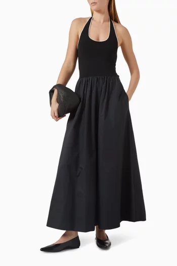 فستان بحمالة حول الرقبة وكشكش مزيج فيسكوز