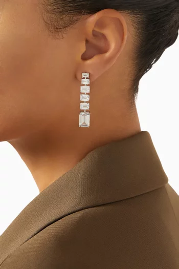 أقراط مرصعة بأحجار مستطيلة متدرجة نحاس مطلي بالروديوم