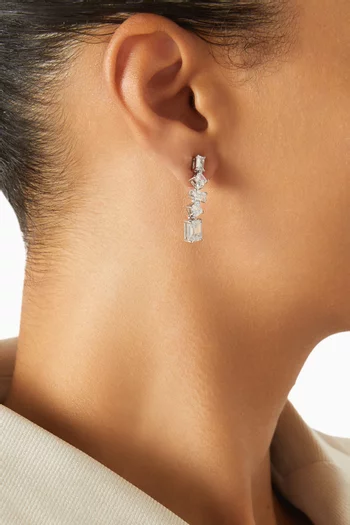 أقراط متدلية مرصعة بأحجار زركونيا بأشكال متنوعة نحاس مطلي روديوم