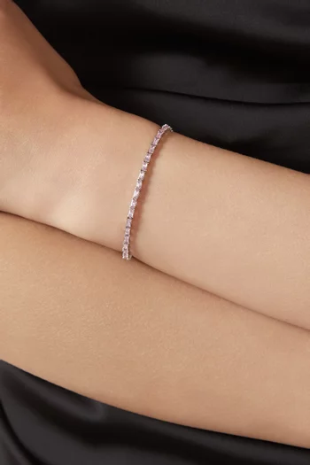 CZ Baguette Tennis Bracelet in Rhodium-plated Brass