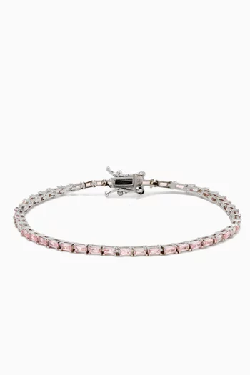 CZ Baguette Tennis Bracelet in Rhodium-plated Brass