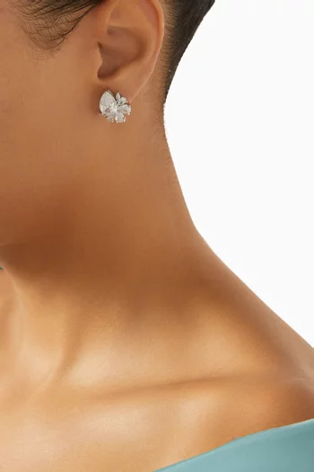 أقراط مرصعة بأحجار على شكل كمثرى نحاس مطلي بالروديوم