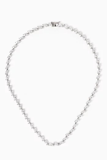 CZ Marquis Tennis Necklace in Rhodium-plated Brass