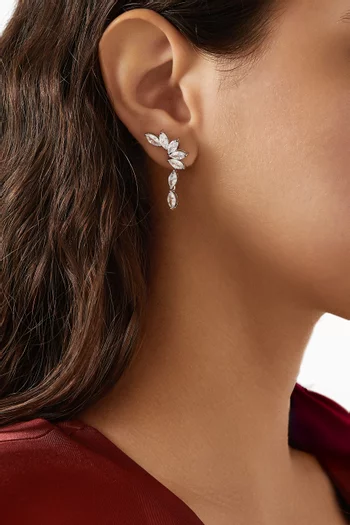 CZ Marquis Curved Earrings in Rhodium-plated Brass