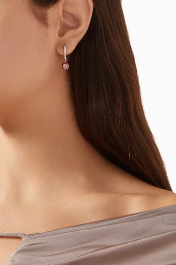 أقراط متدلية مرصعة بأحجار زركونيا دائرية نحاس مطلي روديوم