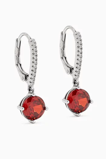 أقراط متدلية مرصعة بأحجار زركونيا دائرية نحاس مطلي روديوم