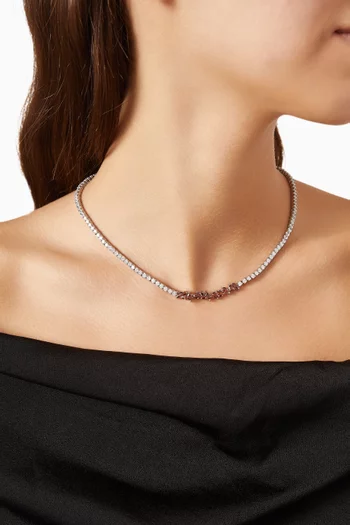 CZ Tennis Necklace in Rhodium-plated Brass