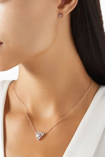 CZ Triangle Necklace in Rhodium-plated Brass