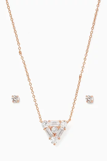 CZ Triangle Necklace in Rhodium-plated Brass