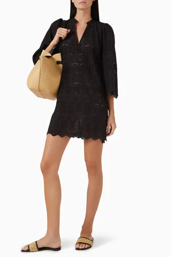 Maria Embroidered Mini Dress in Cotton