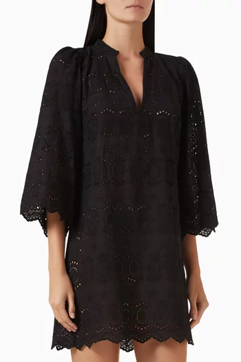 Maria Embroidered Mini Dress in Cotton