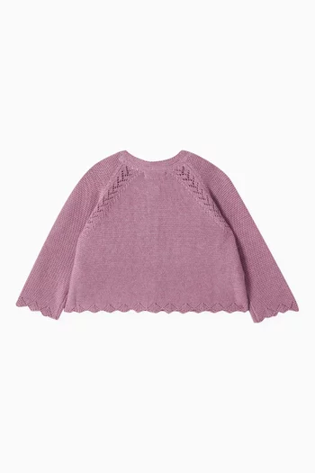Scalloped Cardigan in Cotton-wool Knit