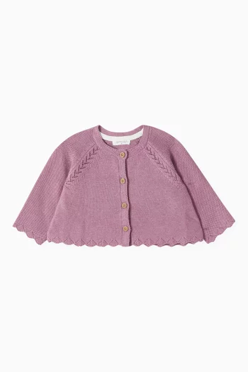 Scalloped Cardigan in Cotton-wool Knit
