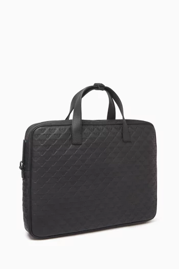 Briefcase in Logo-embossed Leather
