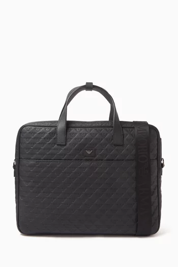 Briefcase in Logo-embossed Leather