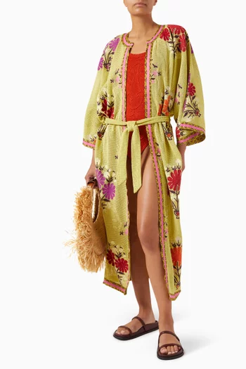 Eden Embroidered Robe in Cotton-knit