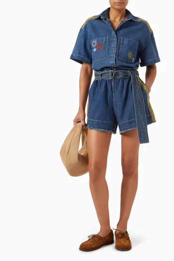 Septime Belted Shorts in Denim