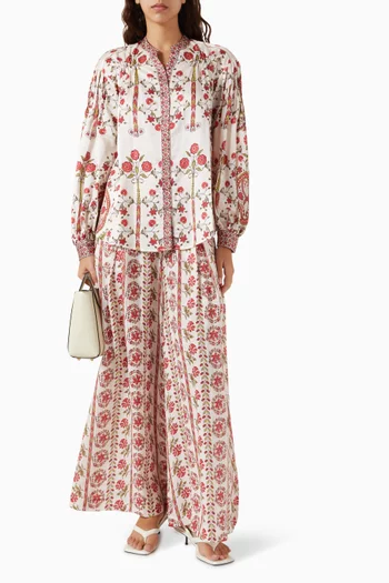 قميص سيريس بكشكش حرير وقطن