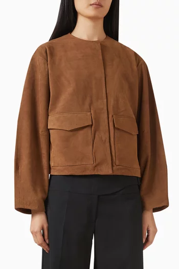 Utility Cocoon Bomber in Suede