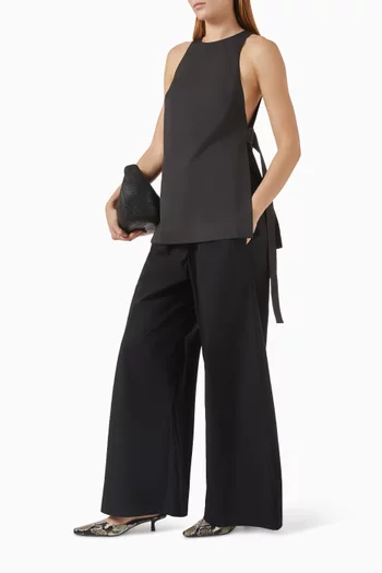 بلوزة برباط جانبي مزيج صوف معتمد وفقًا لمعيار الصوف المسؤول