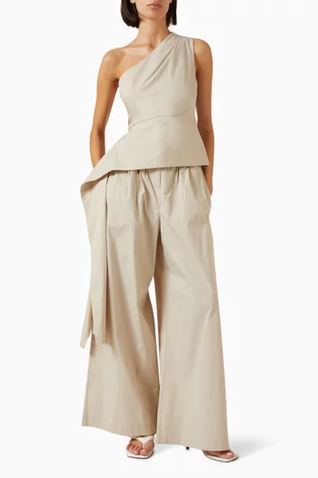 Petit Paperbag-waist Pants in Cotton Blend