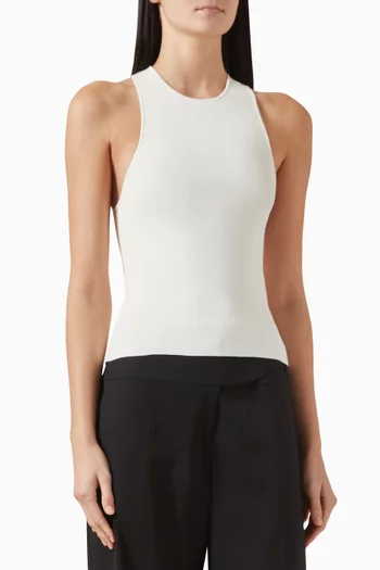 بلوزة منحوتة بلا أكمام منسوجة