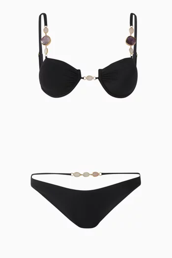 Amethyst & Rose Quartz Embellished Underwired Bikini Set