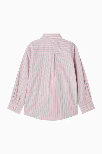 Colour-blocked Mixed Stripe Oxford Shirt in Stretch Cotton