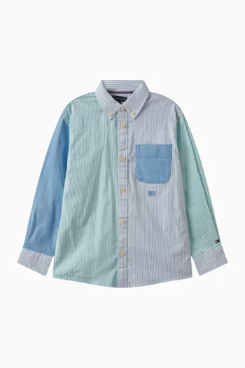 Mixed Stripe Shirt in Stretch Cotton