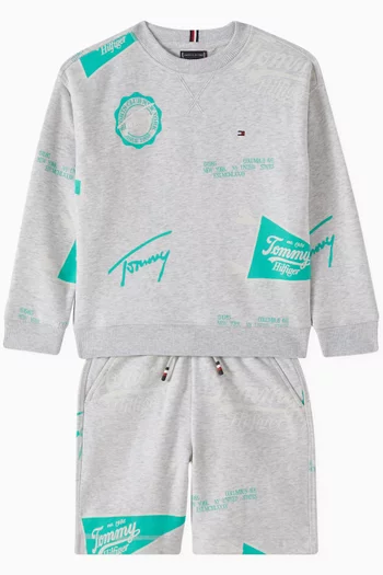 Printed Sweat Shorts in Cotton-blend