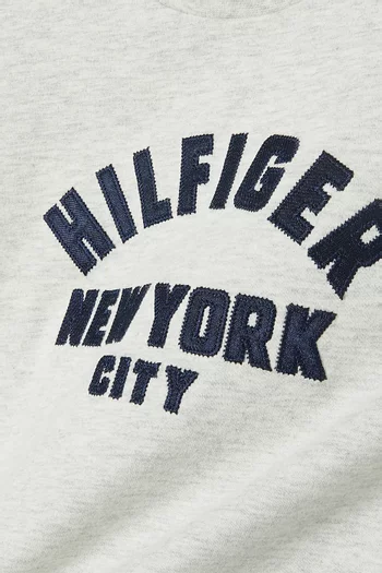 Satin Appliqué Logo T-shirt in Cotton