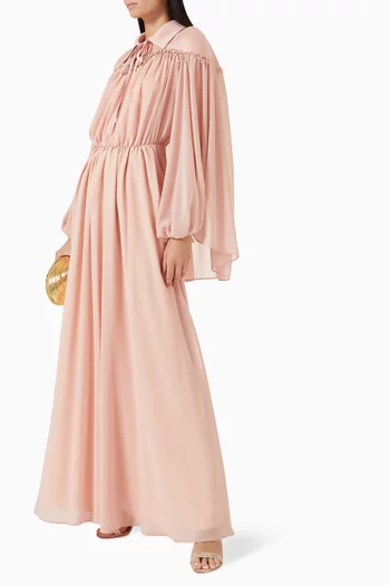 Stone Embellished Shirt Maxi Dress