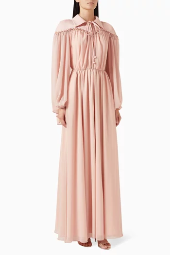Stone Embellished Shirt Maxi Dress