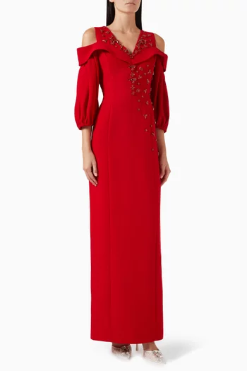 Embellished Cut-out Maxi Dress