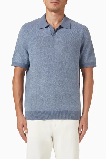 Johnny-collar Sweater in Cotton Blend