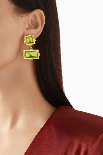 Multi Stone Statement Earrings in 18kt Gold-plated Metal
