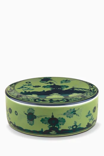 Oriente Italian Large Round Trinket Box in Porcelain