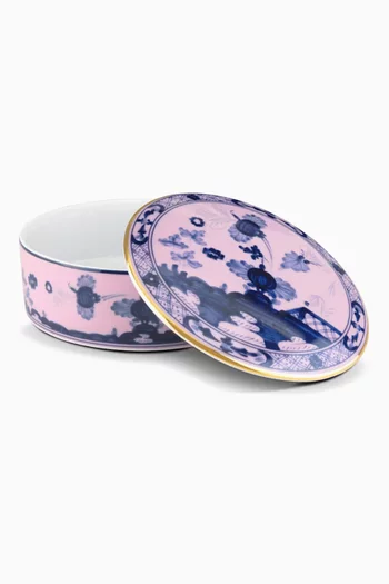 Oriente Italian Large Round Trinket Box in Porcelain