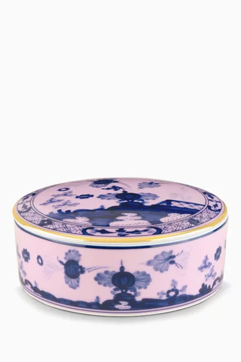 Oriente Italian Large Round Trinket Box in Porcelain