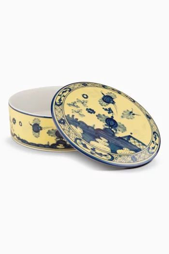 Oriente Italian Large Round Trinket Box in Porcelain