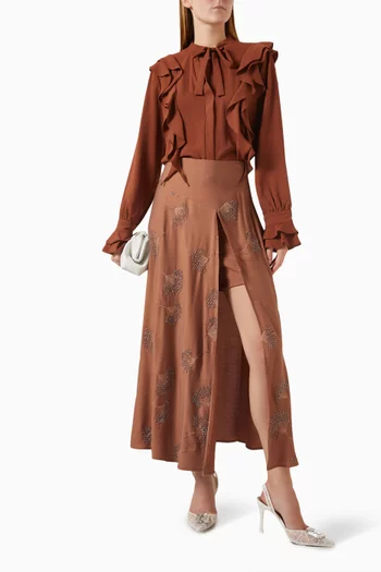 Embellished Slit Skirt