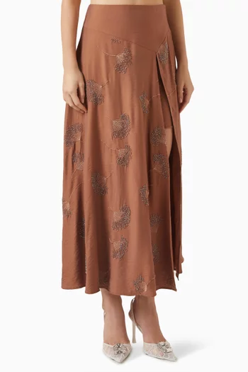 Embellished Slit Skirt