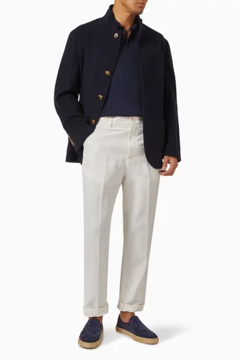 Wide Rib Polo Shirt in Cotton Knit