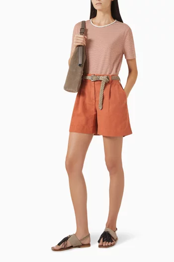 Baggy Denim-effect Shorts in Twill