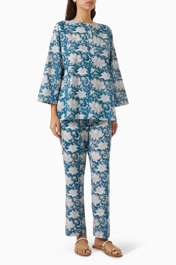 طقم آيشا بلوزة وبنطال قطن