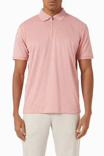 Zip Polo Shirt in Cotton-blend
