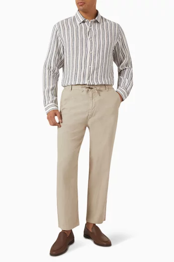 Cropped Pants in Linen-blend